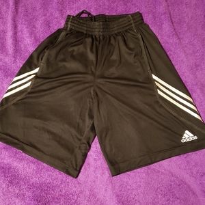 Boys Large/Young Men Small Adidas Black with White Stripes Shorts Pre-owned